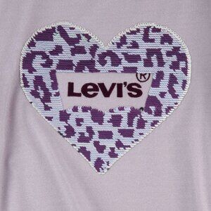 Levi S Girl Flip Sequin Logo Sparkle Knit T-Shirt (L  Purple)